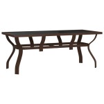 vidaXL Masă de grădină, maro și negru, 180x80x70 cm, oțel și sticlă