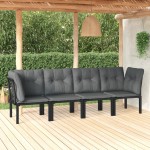 vidaXL Set mobilier de grădină, 4 piese, negru și gri, poliratan vidaXL Set mobilier de grădină, 4 piese, negru și gri, poliratan