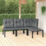 vidaXL Set mobilier de grădină, 4 piese, negru și gri, poliratan vidaXL Set mobilier de grădină, 4 piese, negru și gri, poliratan