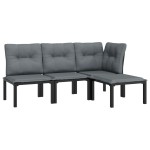 vidaXL Set mobilier de grădină, 4 piese, negru și gri, poliratan vidaXL Set mobilier de grădină, 4 piese, negru și gri, poliratan
