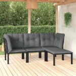 vidaXL Set mobilier de grădină, 4 piese, negru și gri, poliratan vidaXL Set mobilier de grădină, 4 piese, negru și gri, poliratan