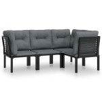 vidaXL Set mobilier de grădină, 4 piese, negru și gri, poliratan vidaXL Set mobilier de grădină, 4 piese, negru și gri, poliratan