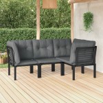 vidaXL Set mobilier de grădină, 4 piese, negru și gri, poliratan vidaXL Set mobilier de grădină, 4 piese, negru și gri, poliratan