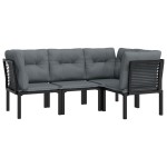 vidaXL Set mobilier de grădină, 4 piese, negru și gri, poliratan vidaXL Set mobilier de grădină, 4 piese, negru și gri, poliratan