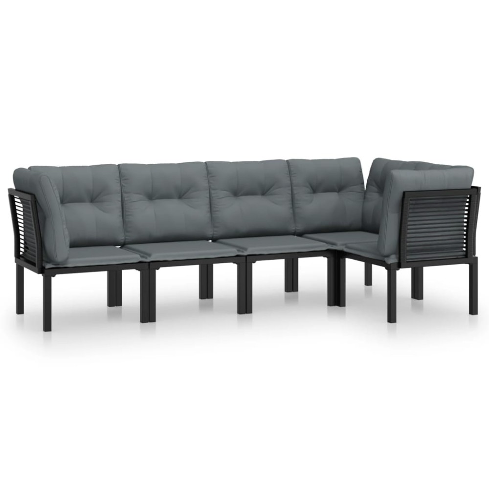 vidaXL Set mobilier de grădină, 5 piese, negru/gri, poliratan