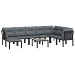 vidaXL Set mobilier de grădină, 9 piese, negru și gri, poliratan