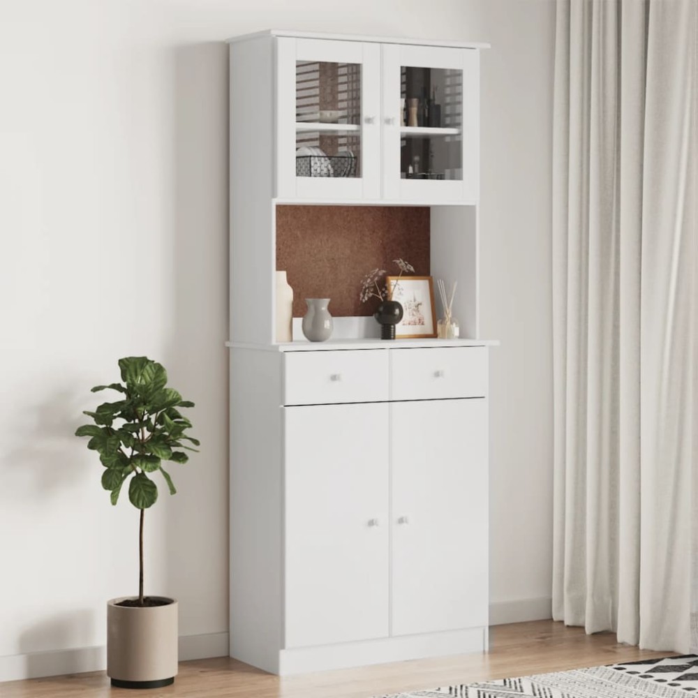vidaXL Dulap înalt ALTA, alb, 77x35x188 cm, lemn masiv de pin
