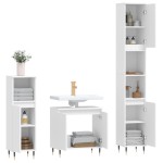 vidaXL Set dulapuri de baie, 3 piese, alb, lemn prelucrat vidaXL Set dulapuri de baie, 3 piese, alb, lemn prelucrat