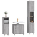 vidaXL Set dulapuri de baie, 3 piese, gri sonoma, lemn prelucrat vidaXL Set dulapuri de baie, 3 piese, gri sonoma, lemn prelucrat