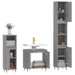 vidaXL Set dulapuri de baie, 3 piese, gri sonoma, lemn prelucrat vidaXL Set dulapuri de baie, 3 piese, gri sonoma, lemn prelucrat