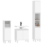 vidaXL Set dulapuri de baie, 3 piese, alb, lemn prelucrat vidaXL Set dulapuri de baie, 3 piese, alb, lemn prelucrat