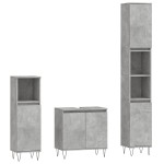 vidaXL Set dulapuri de baie, 3 piese, gri beton, lemn prelucrat vidaXL Set dulapuri de baie, 3 piese, gri beton, lemn prelucrat