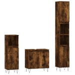 vidaXL Set dulapuri de baie, 3 piese, stejar afumat, lemn prelucrat vidaXL Set dulapuri de baie, 3 piese, stejar afumat, lemn prelucrat