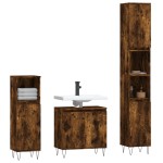 vidaXL Set dulapuri de baie, 3 piese, stejar afumat, lemn prelucrat vidaXL Set dulapuri de baie, 3 piese, stejar afumat, lemn prelucrat