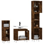 vidaXL Set dulapuri de baie, 3 piese, stejar afumat, lemn prelucrat vidaXL Set dulapuri de baie, 3 piese, stejar afumat, lemn prelucrat