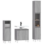vidaXL Set dulapuri de baie, 3 piese, gri sonoma, lemn prelucrat vidaXL Set dulapuri de baie, 3 piese, gri sonoma, lemn prelucrat