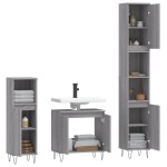 vidaXL Set dulapuri de baie, 3 piese, gri sonoma, lemn prelucrat vidaXL Set dulapuri de baie, 3 piese, gri sonoma, lemn prelucrat
