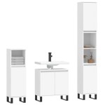 vidaXL Set dulapuri de baie, 3 piese, alb, lemn prelucrat vidaXL Set dulapuri de baie, 3 piese, alb, lemn prelucrat