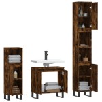 vidaXL Set dulapuri de baie, 3 piese, stejar afumat, lemn prelucrat vidaXL Set dulapuri de baie, 3 piese, stejar afumat, lemn prelucrat