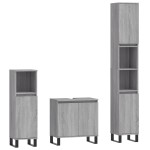 vidaXL Set dulapuri de baie, 3 piese, gri sonoma, lemn prelucrat vidaXL Set dulapuri de baie, 3 piese, gri sonoma, lemn prelucrat