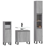 vidaXL Set dulapuri de baie, 3 piese, gri sonoma, lemn prelucrat vidaXL Set dulapuri de baie, 3 piese, gri sonoma, lemn prelucrat