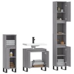 vidaXL Set dulapuri de baie, 3 piese, gri sonoma, lemn prelucrat vidaXL Set dulapuri de baie, 3 piese, gri sonoma, lemn prelucrat