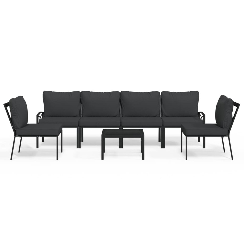 vidaXL Set mobilier grădină cu perne gri, 7 piese, oțel