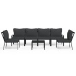 vidaXL Set mobilier grădină cu perne gri, 7 piese, oțel vidaXL Set mobilier grădină cu perne gri, 7 piese, oțel