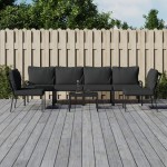 vidaXL Set mobilier grădină cu perne gri, 7 piese, oțel vidaXL Set mobilier grădină cu perne gri, 7 piese, oțel
