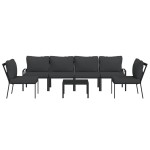 vidaXL Set mobilier grădină cu perne gri, 7 piese, oțel vidaXL Set mobilier grădină cu perne gri, 7 piese, oțel