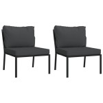 vidaXL Set mobilier grădină cu perne gri, 7 piese, oțel vidaXL Set mobilier grădină cu perne gri, 7 piese, oțel