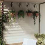 vidaXL Suporturi de jardiniere coș suspendate 4 buc, negru, oțel vidaXL Suporturi de jardiniere coș suspendate 4 buc, negru, oțel