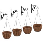 vidaXL Suporturi de jardiniere coș suspendate 4 buc, negru, oțel vidaXL Suporturi de jardiniere coș suspendate 4 buc, negru, oțel
