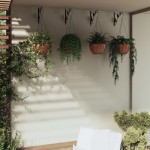 vidaXL Suporturi de jardiniere coș suspendate 4 buc, negru, oțel vidaXL Suporturi de jardiniere coș suspendate 4 buc, negru, oțel