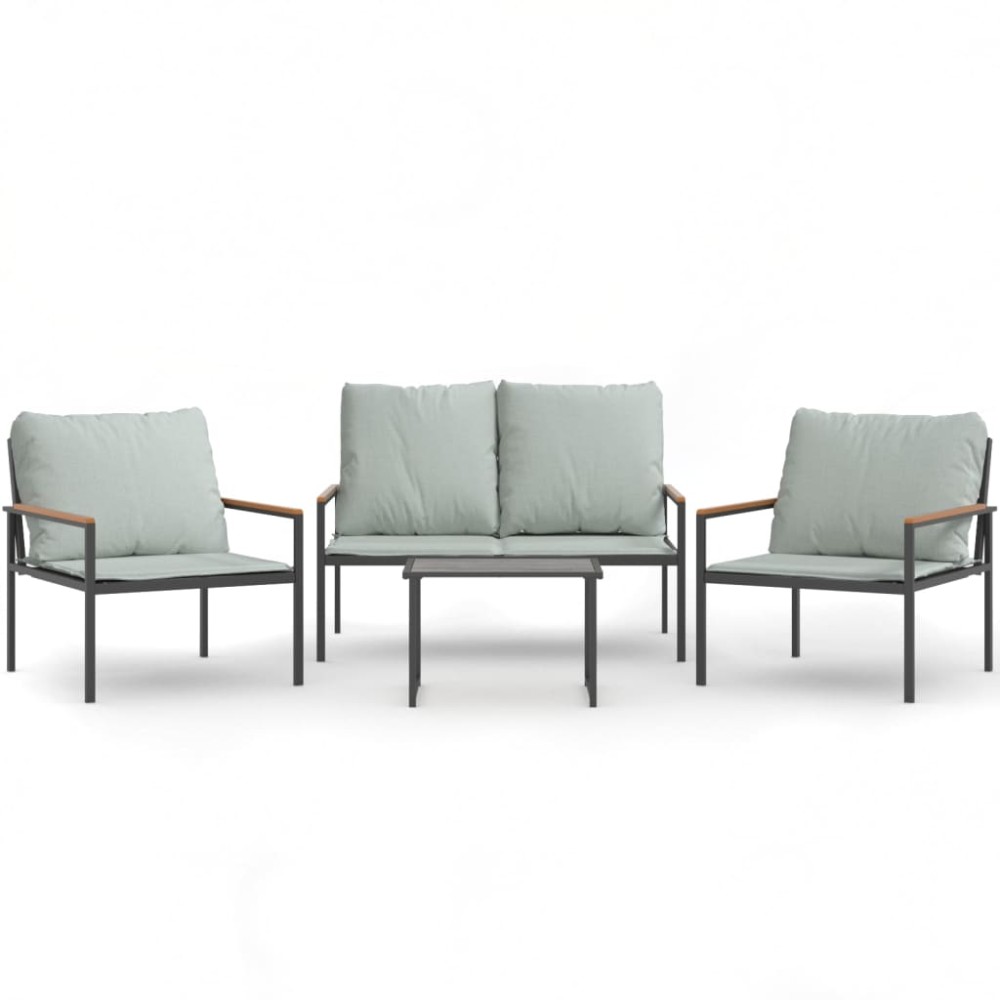 vidaXL Set mobilier de grădină, cu perne, antracit, 4 piese, oțel