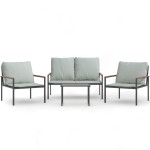 vidaXL Set mobilier de grădină, cu perne, antracit, 4 piese, oțel