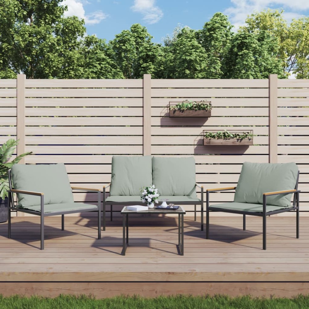vidaXL Set mobilier de grădină, cu perne, antracit, 4 piese, oțel