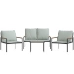 vidaXL Set mobilier de grădină, cu perne, antracit, 4 piese, oțel