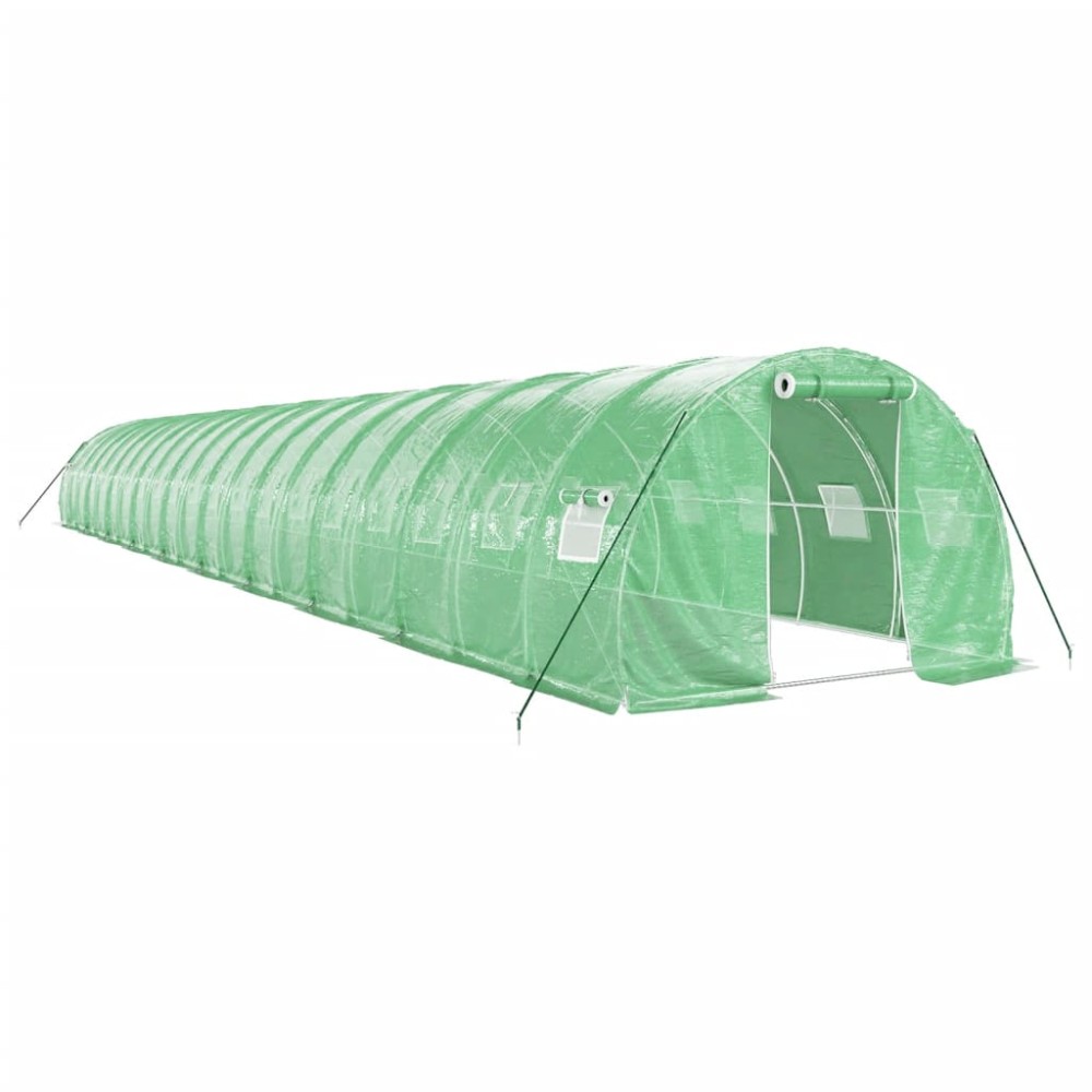 vidaXL Seră cu cadru din oțel, verde, 60 m², 20x3x2 m