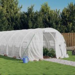vidaXL Seră cu cadru din oțel, alb, 24 m², 8x3x2 m vidaXL Seră cu cadru din oțel, alb, 24 m², 8x3x2 m