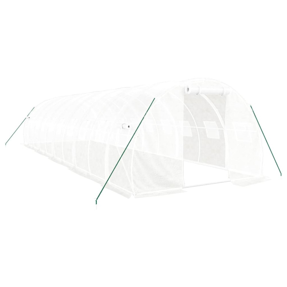 vidaXL Seră cu cadru din oțel, alb, 30 m², 10x3x2 m