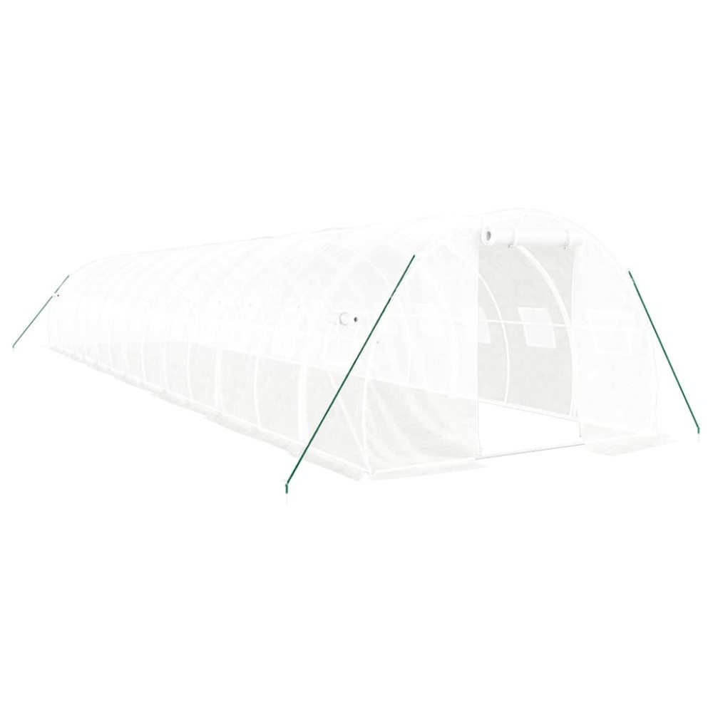 vidaXL Seră cu cadru din oțel, alb, 42 m², 14x3x2 m