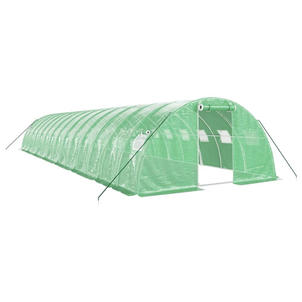 vidaXL Seră cu cadru din oțel, verde, 56 m², 14x4x2 m