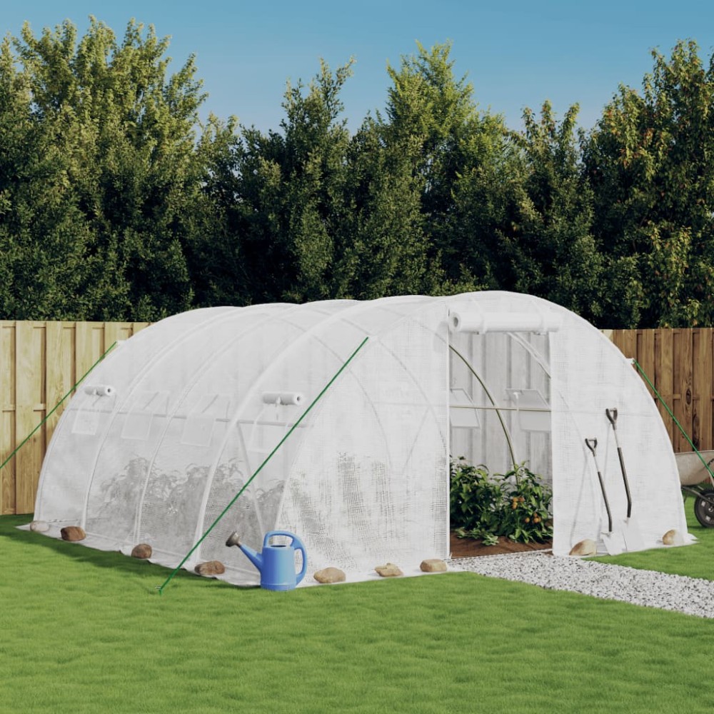 vidaXL Seră cu cadru din oțel, alb, 16 m², 4x4x2 m
