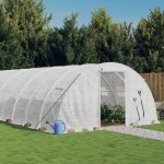vidaXL Seră cu cadru din oțel, alb, 48 m², 12x4x2 m vidaXL Seră cu cadru din oțel, alb, 48 m², 12x4x2 m