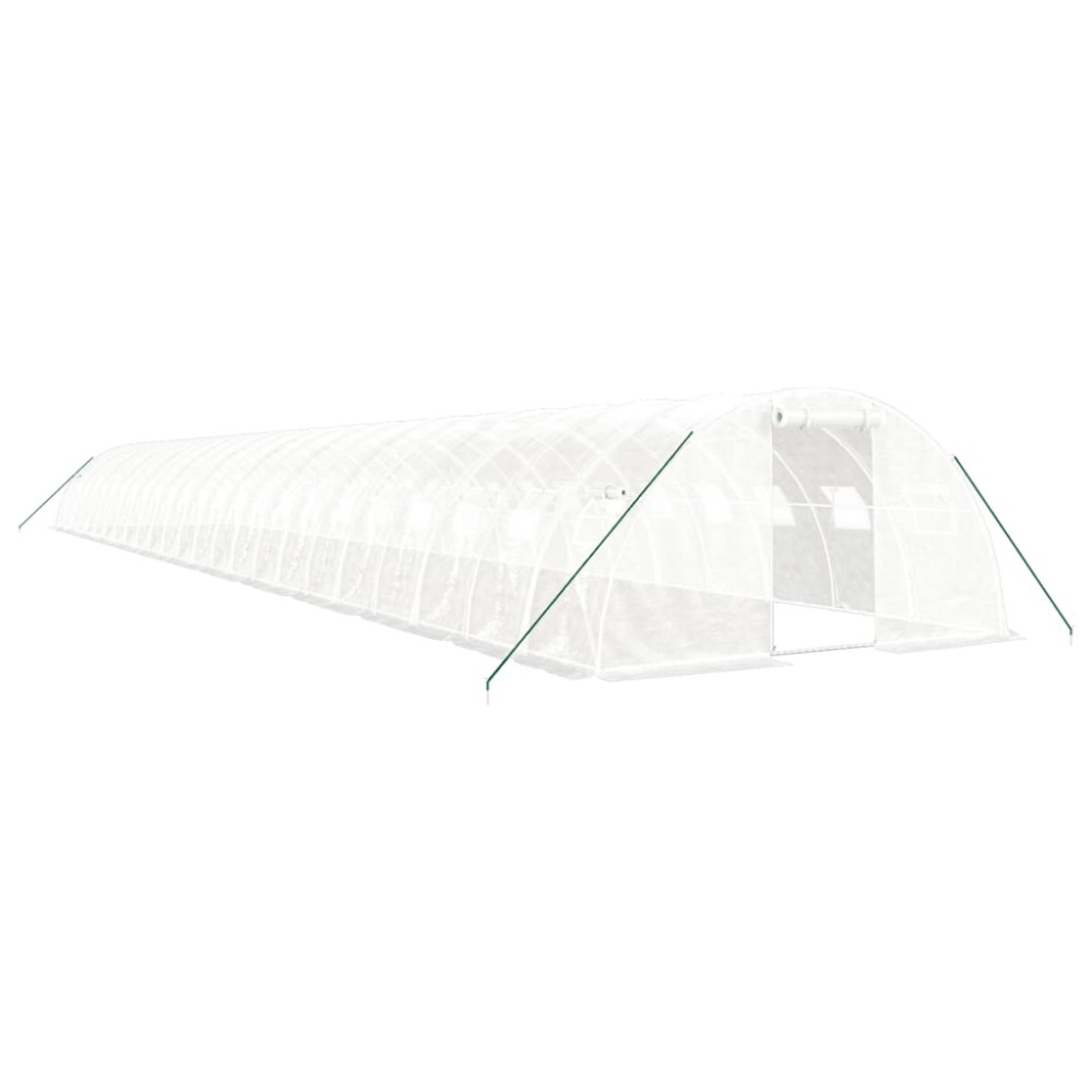 vidaXL Seră cu cadru din oțel, alb, 96 m², 24x4x2 m
