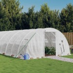 vidaXL Seră cu cadru din oțel, alb, 96 m², 24x4x2 m vidaXL Seră cu cadru din oțel, alb, 96 m², 24x4x2 m