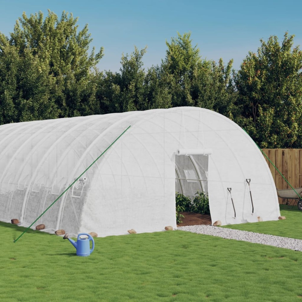 vidaXL Seră cu cadru din oțel, alb, 144 m², 24x6x2,85 m