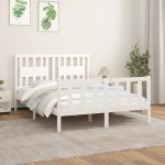 vidaXL Cadru de pat cu tăblie, alb, 120x200 cm, lemn masiv de pin vidaXL Cadru de pat cu tăblie, alb, 120x200 cm, lemn masiv de pin