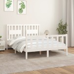 vidaXL Cadru de pat cu tăblie, alb, 140x200 cm, lemn masiv de pin vidaXL Cadru de pat cu tăblie, alb, 140x200 cm, lemn masiv de pin